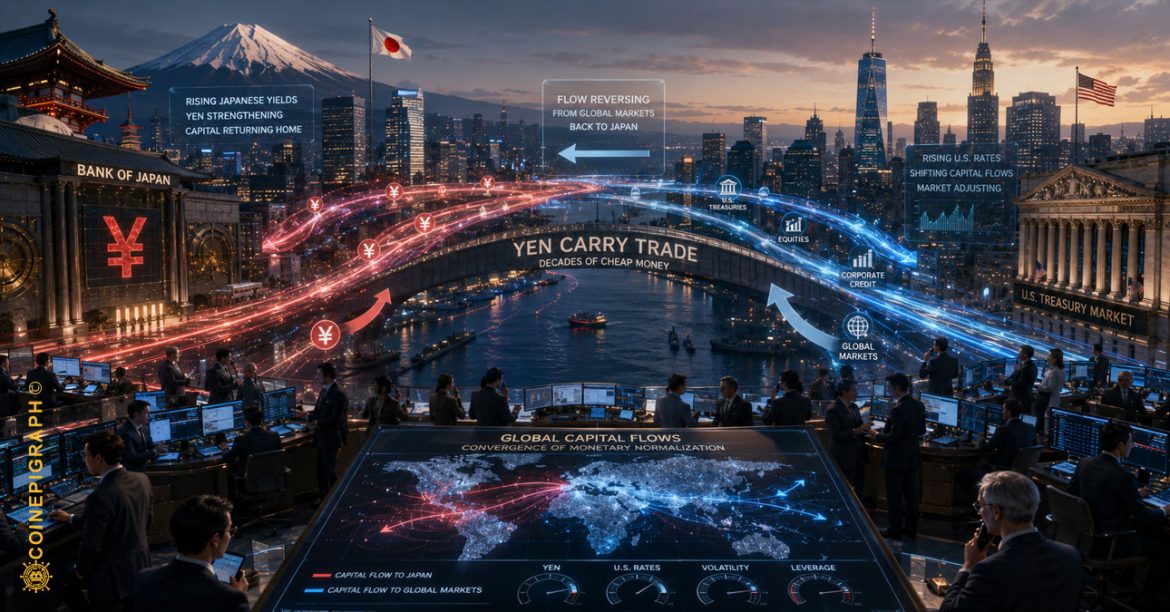 Japan spent decades fighting deflation with extraordinarily cheap money, helping turn the yen into a funding currency for global finance. Now a historically weak yen, rising Japanese rates and shifting incentives for Japanese capital are testing that architecture—and the consequences could extend from Tokyo to U.S. stocks, Treasuries and Federal Reserve policy.