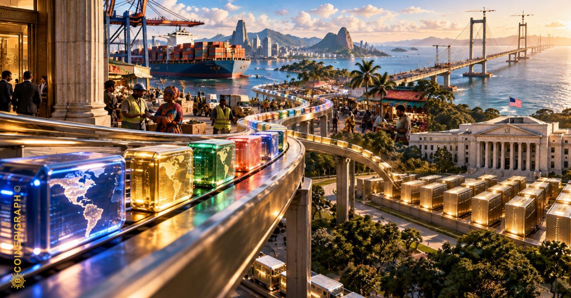 Digital dollar stablecoins moving across blockchain infrastructure as global dollar demand connects with short-term U.S. Treasury markets outside traditional banking rails.