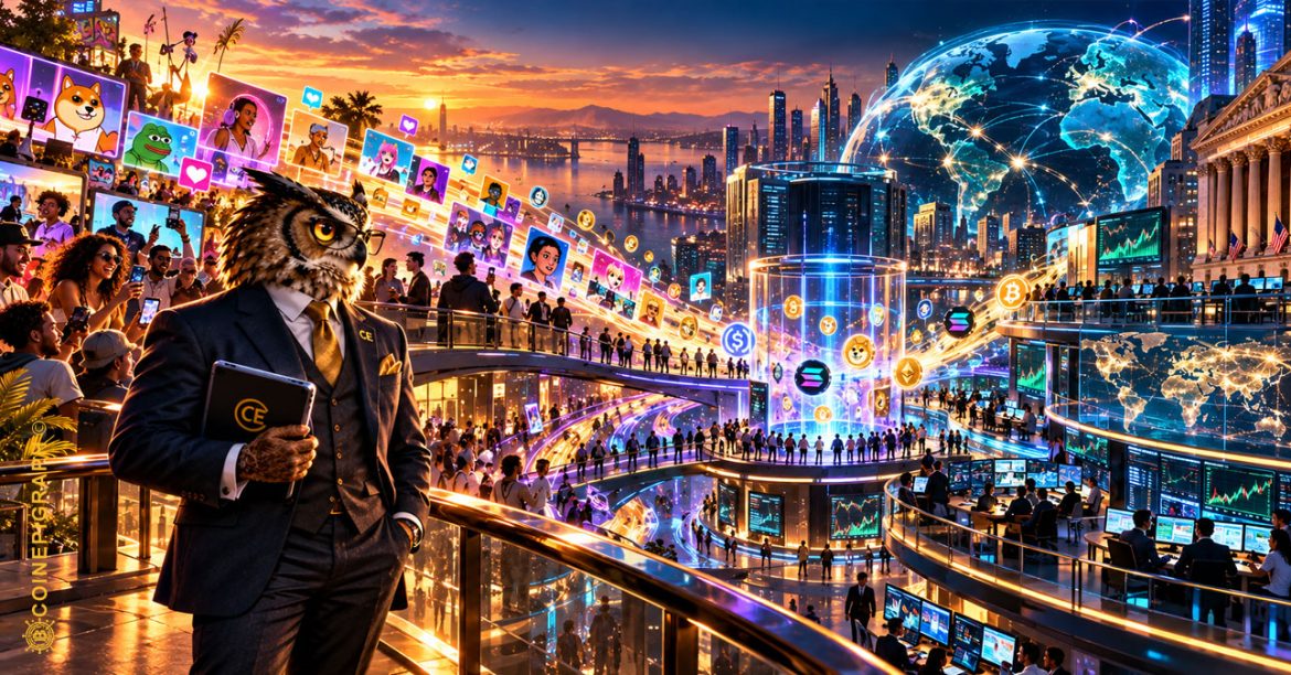 Financial gamification on Solana showing social participation, token creation and trading converging into a digital market environment.